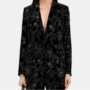 The Kooples NWT Floral Black Velvet Jacket Size 36
